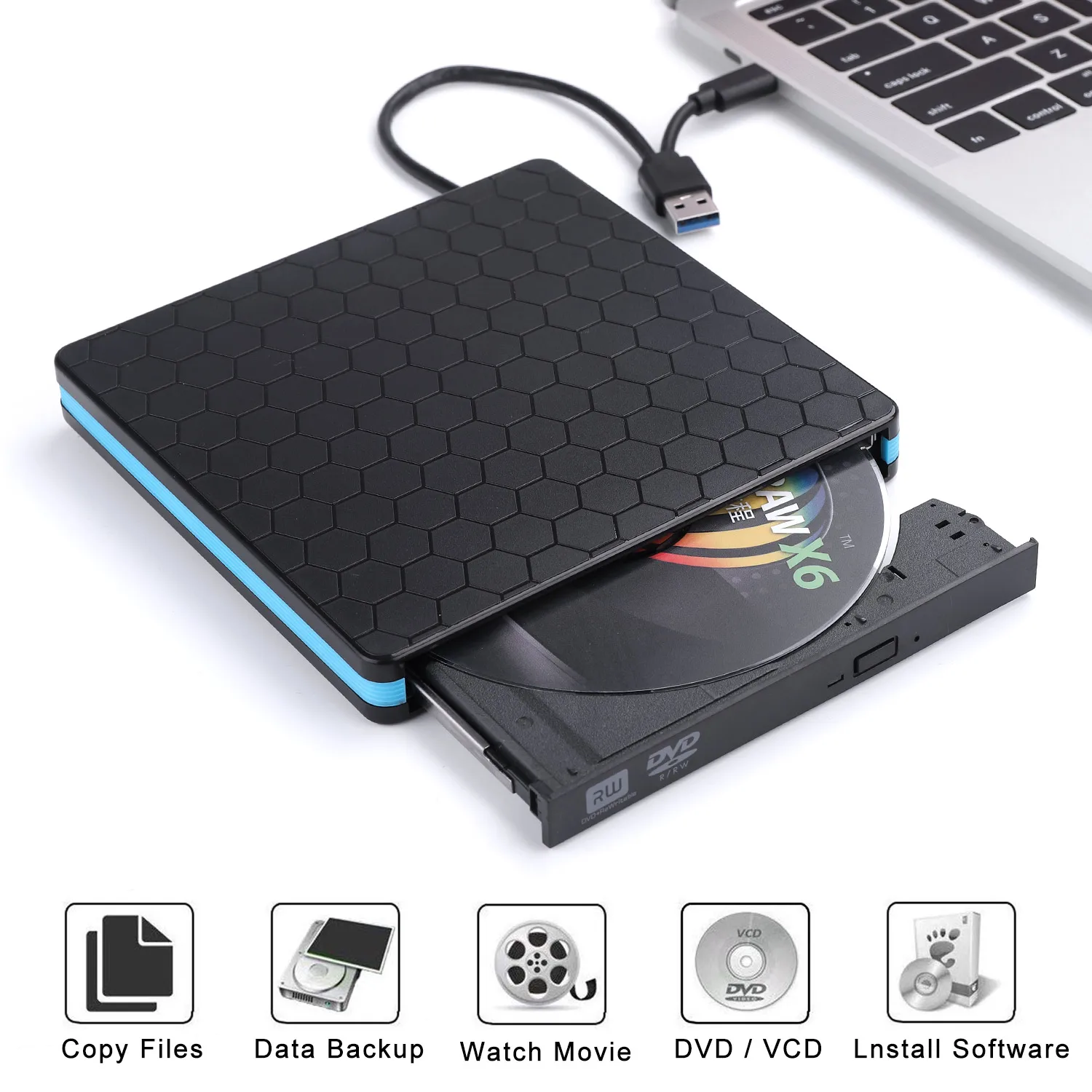  Внешний DVD-привод USB 3 0 портативный CD/DVD +/-RW-привод для ноутбука CD ROM горелка совместимая с ноутбуком настольным