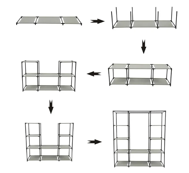 Factory Wholesale OEM Design DIY Storage Bedroom Desarmables Closet Home Furniture Modern Portable Foldable Wardrobes for Cloth