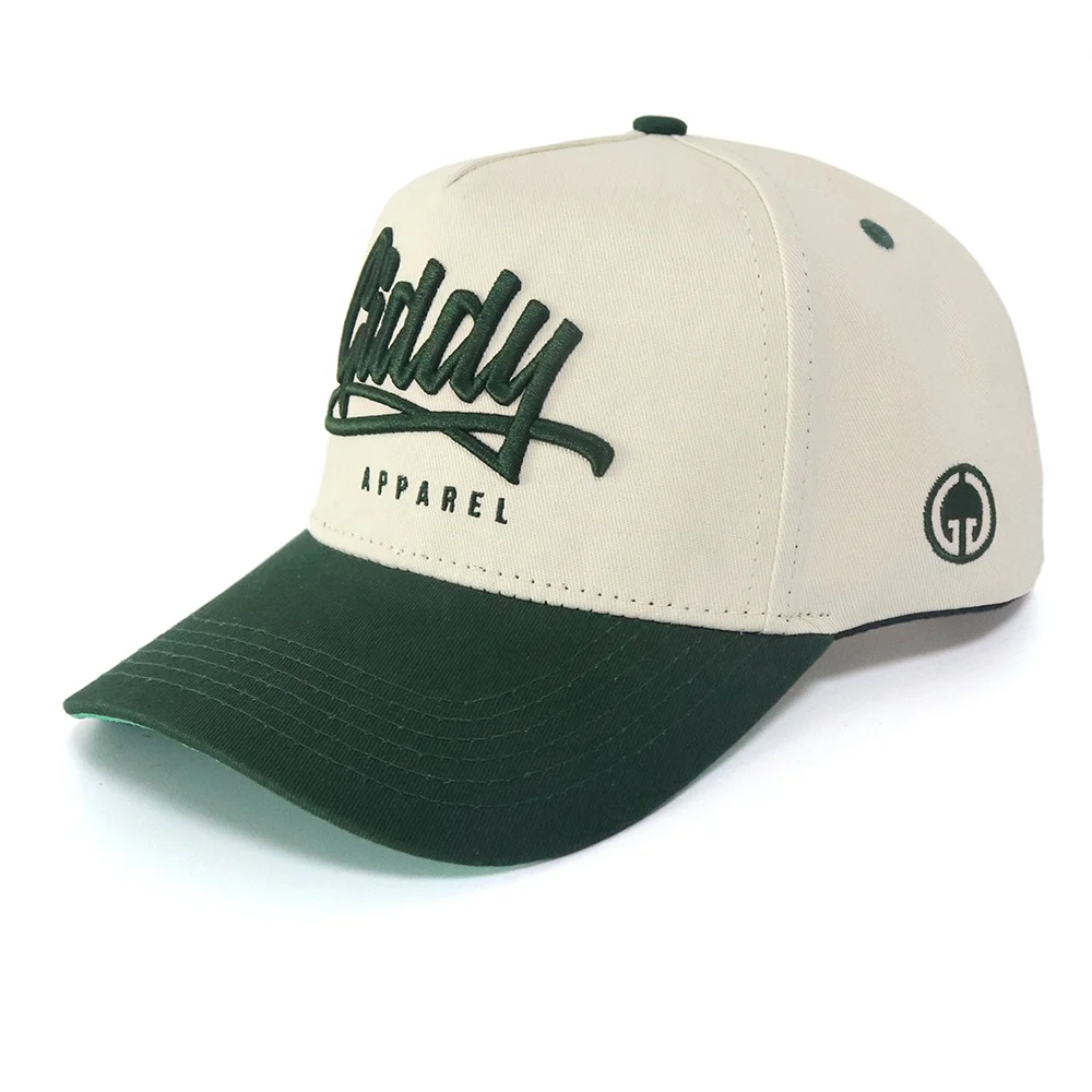 2024 Hot Selling Popular Design 2 Tone Color 5 Panel Baseball Cap Beige Green Golf hat Unisex Kid And Adult Cap