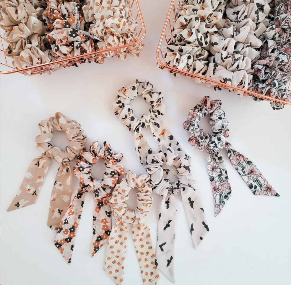 Halloween Hair Scrunchies  Removable Scarf Scrunchies Cute Hair Tie Accessory for Fall  Scarf Hair Tie lovely Gift Idea for Her