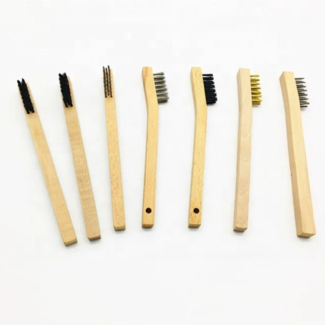 Factory Supply Wooden Handle Steel Wire Brushes Knife Wire Brush Mini Wire Brush Set
