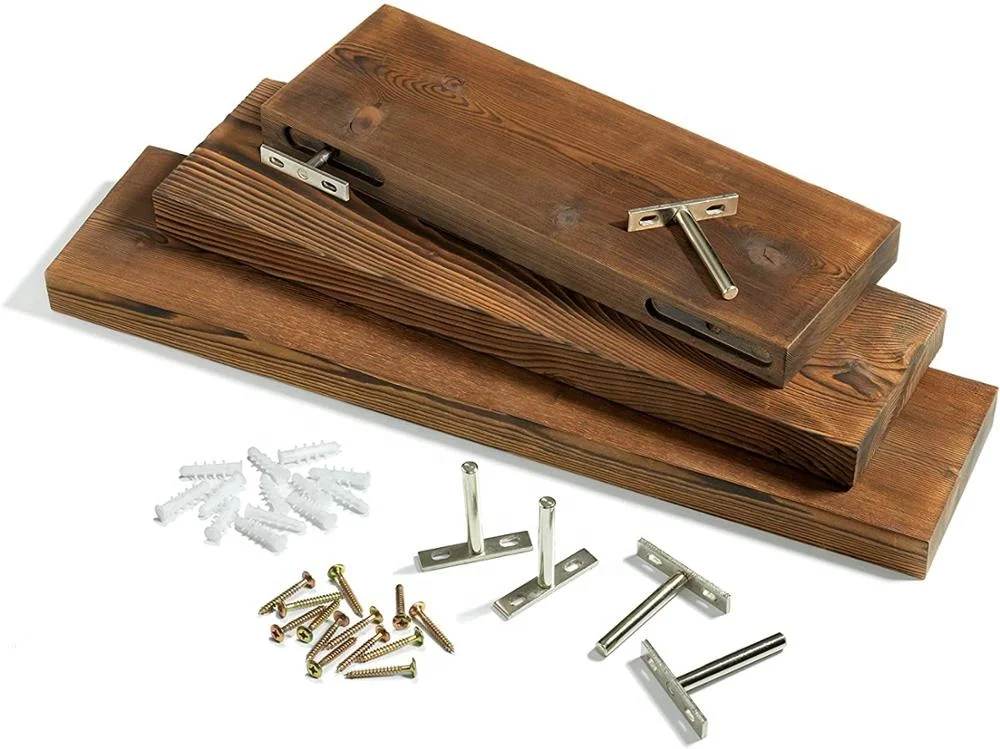 Деревенский фермерский 3 яруса Скрытая плавающая стена деревянная полка дизайн