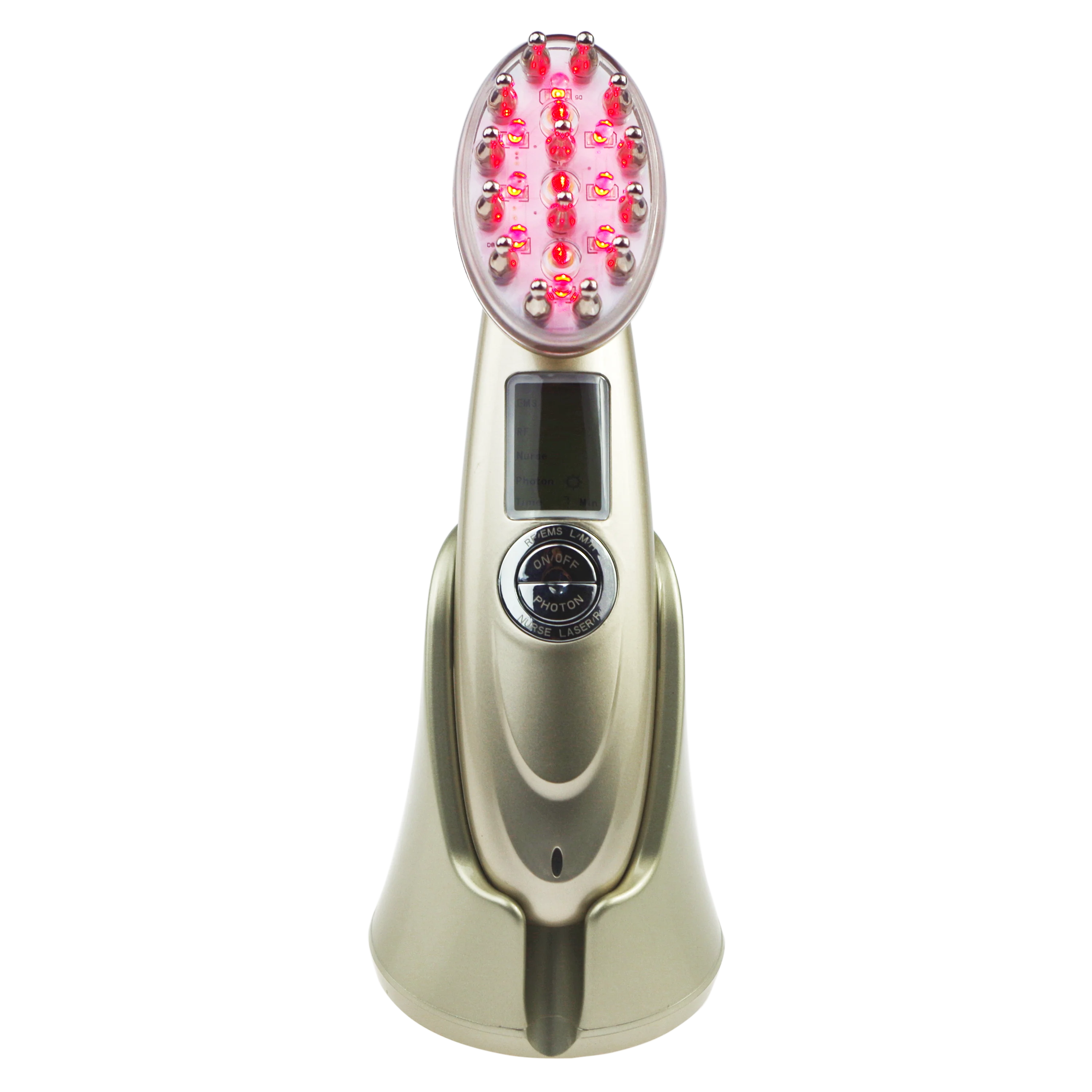 New And Hot Usb Charging Red Light Photon Rf Ems Vibrating Stimulate Treatment Brush Laser Comb Hair Regrowth Hair Growth