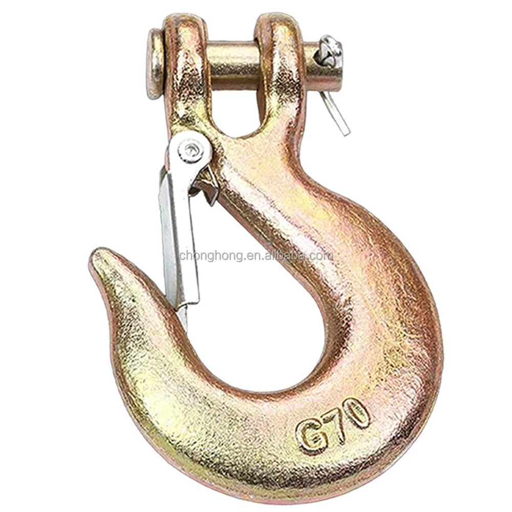 3/8 Inch Clevis Slip Hook, Heavy Duty Forged G70 Hook with Safety Latch, Clevis Rigging Tow Winch Trailer for Transport