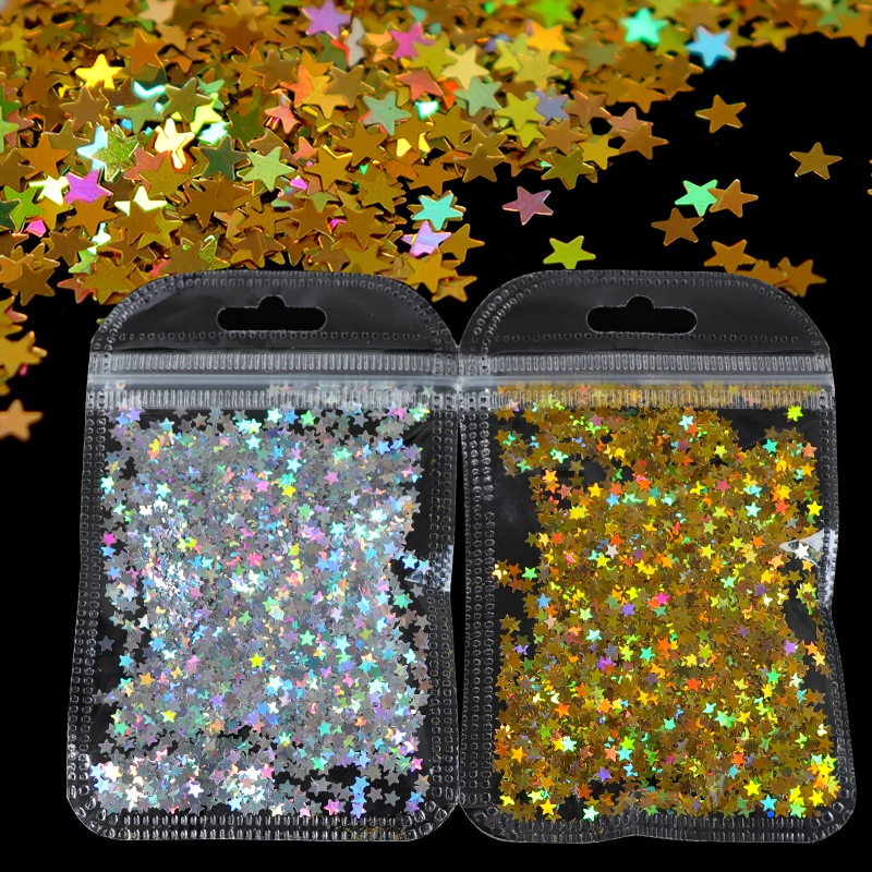 Holographic Mini Butterfly Nail Art Sequin Glitter 3D Laser Star Flakes Wholesale Nail Stickers