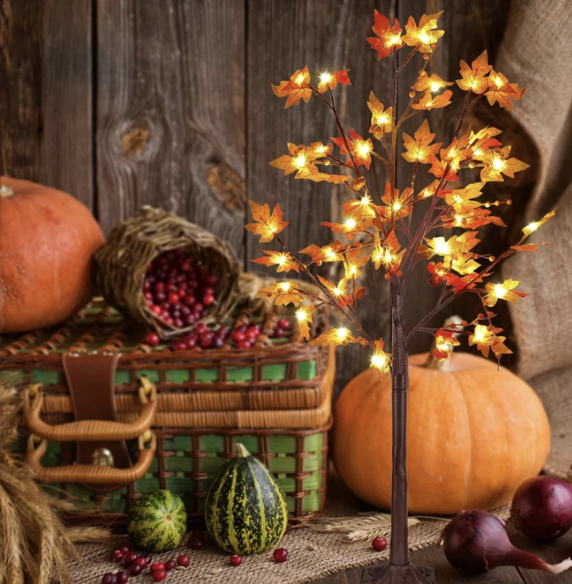 New Arrival Led Lighted Maple Tree   4 Ft Lighted  Artificial Tree For  Thanksgiving Harvest Fall Festival Halloween  Decoration