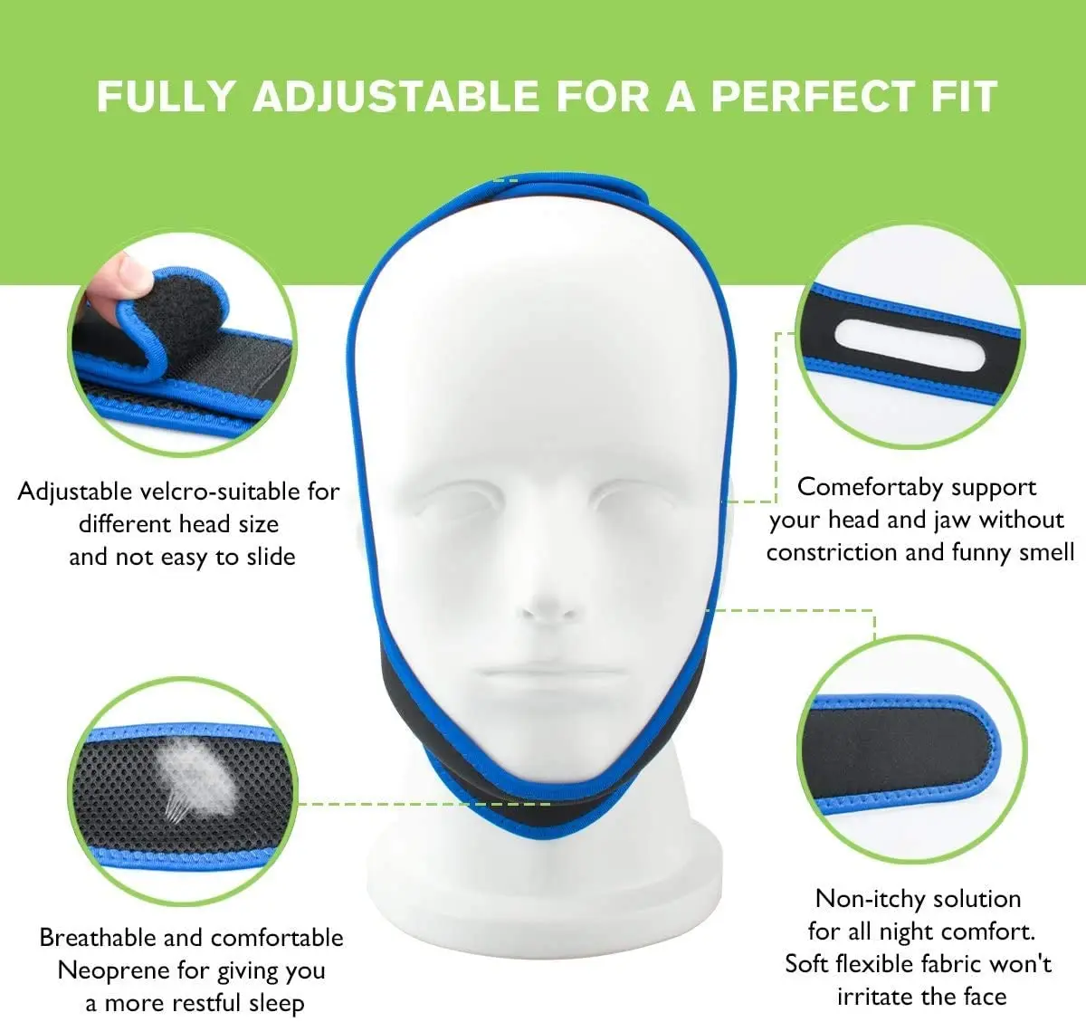 Custom Logo And Color Anti-snoring Chin Strap Stop Snoring Chin Belt