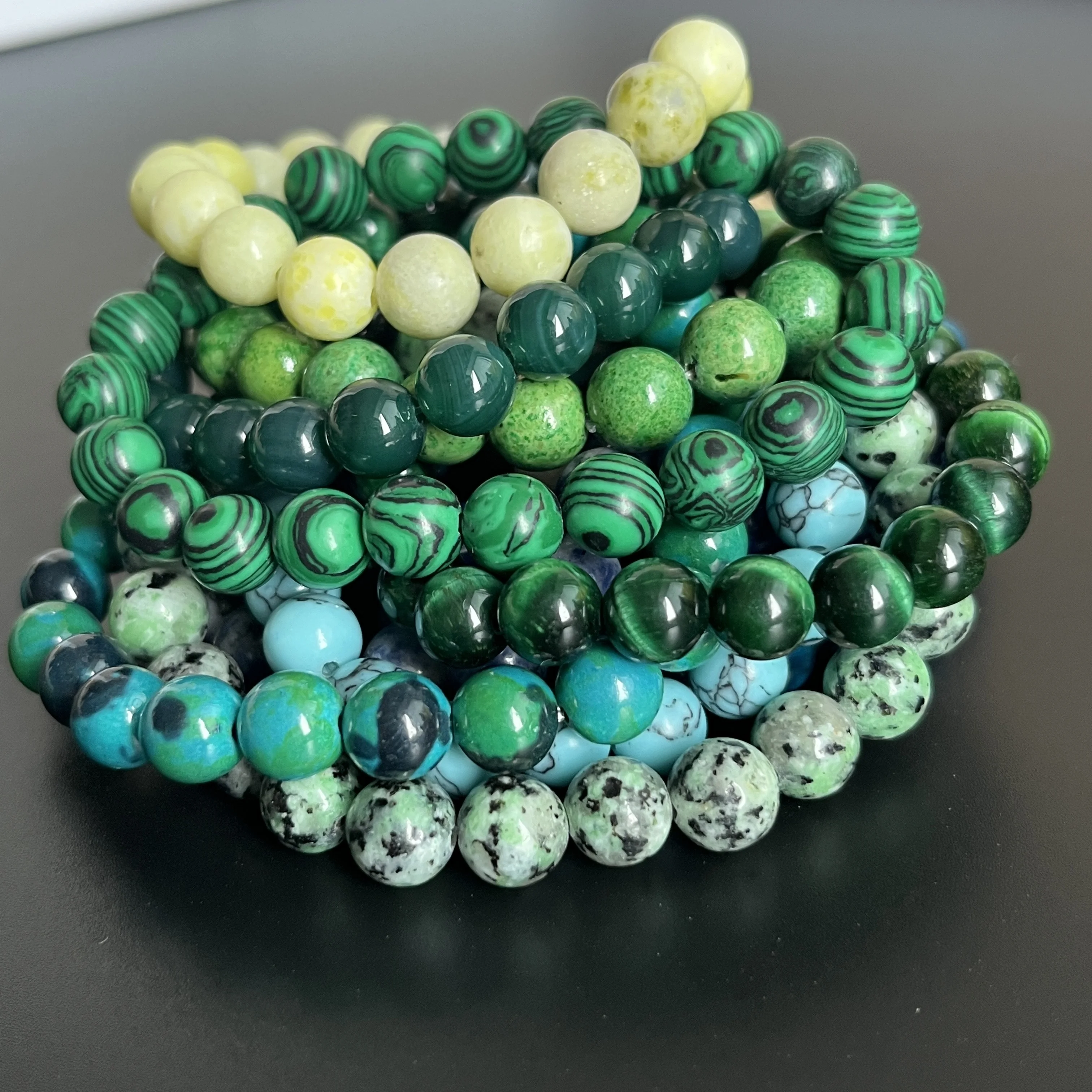 Natural Stone Crystal Jade Beaded Elastic Bracelet Customized yoga energy healing crystal bracelet jewelry for men  women