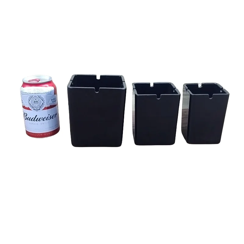 Wholesale high quality easy clean multiple specifications black square/ round cigar ashtray resin melamine ashtray custom