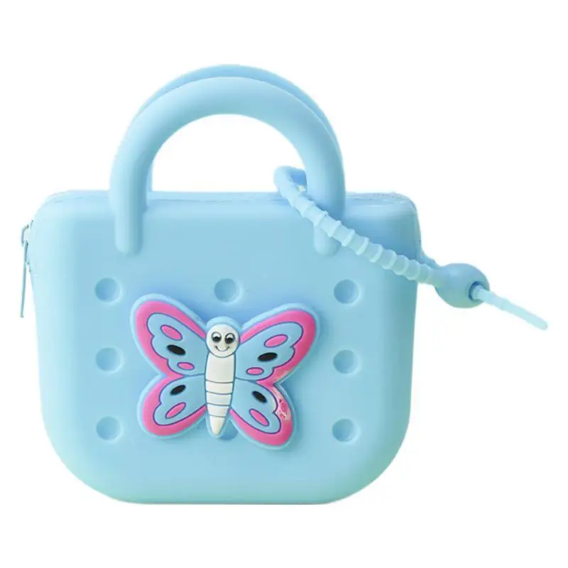 Mobile phone storage bag Diagonal silicone mini coin purse Lightweight and compact new cartoon DIY hole key case