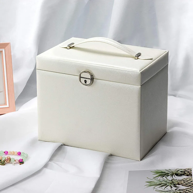 large white jewelry case whit mirrored 5 drawers,for rings, earrings, necklaces and bracelets elegant and classic