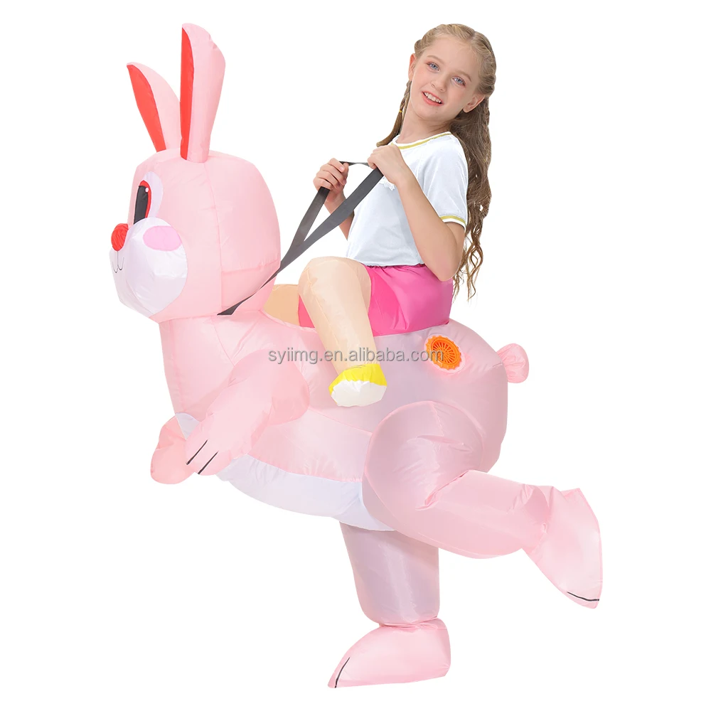 Ride on Rabbit Inflatable Costume A Child Holiday Party Giant Inflatable Costumes Easter Customize Costumes Blow Up Suit