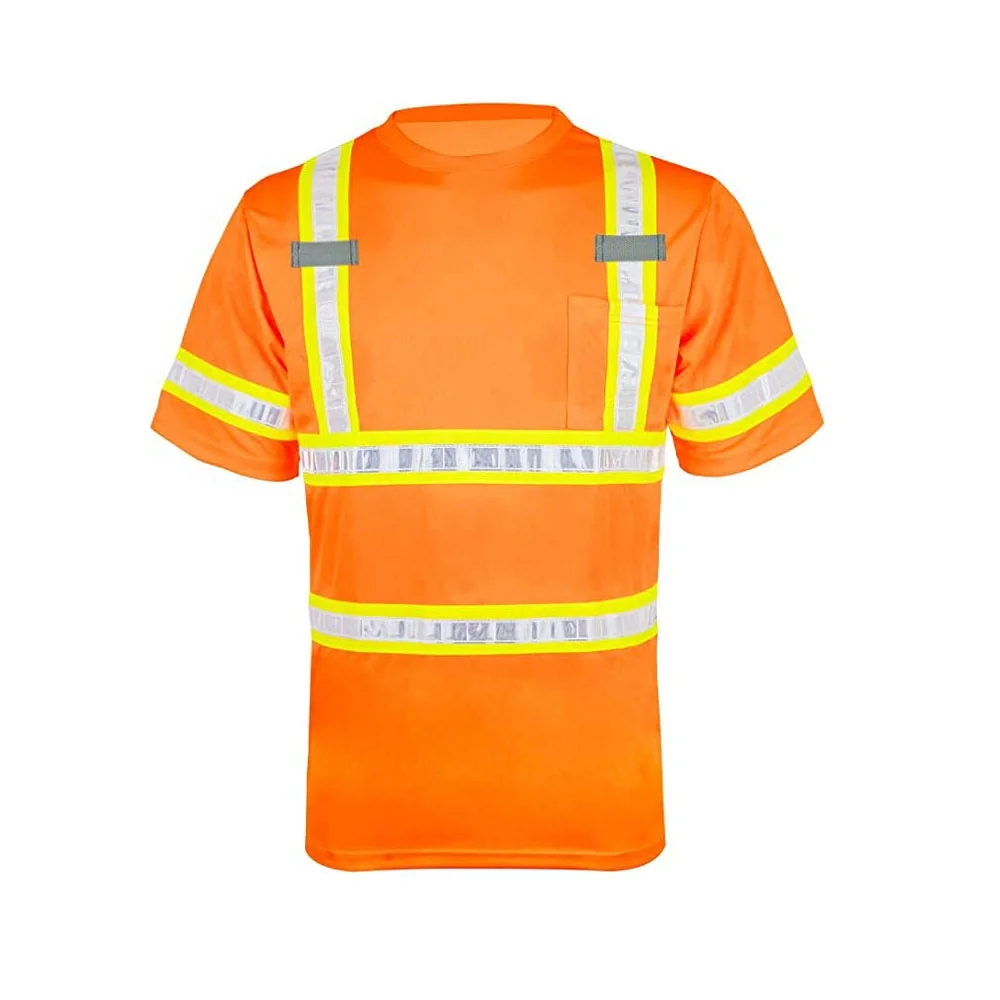 Hi Vis Round Crew & V Neck Safety T-Shirts High Visibility Clothing Safety Security Work Bird Eye Short Sleeve T Shirt