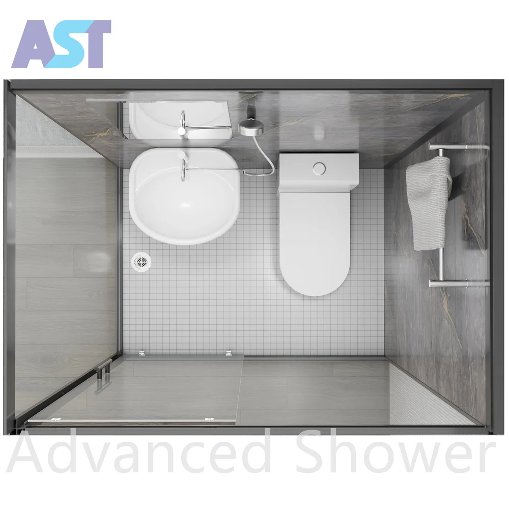 Portable RV shower room one piece ABS back wall shower cabin