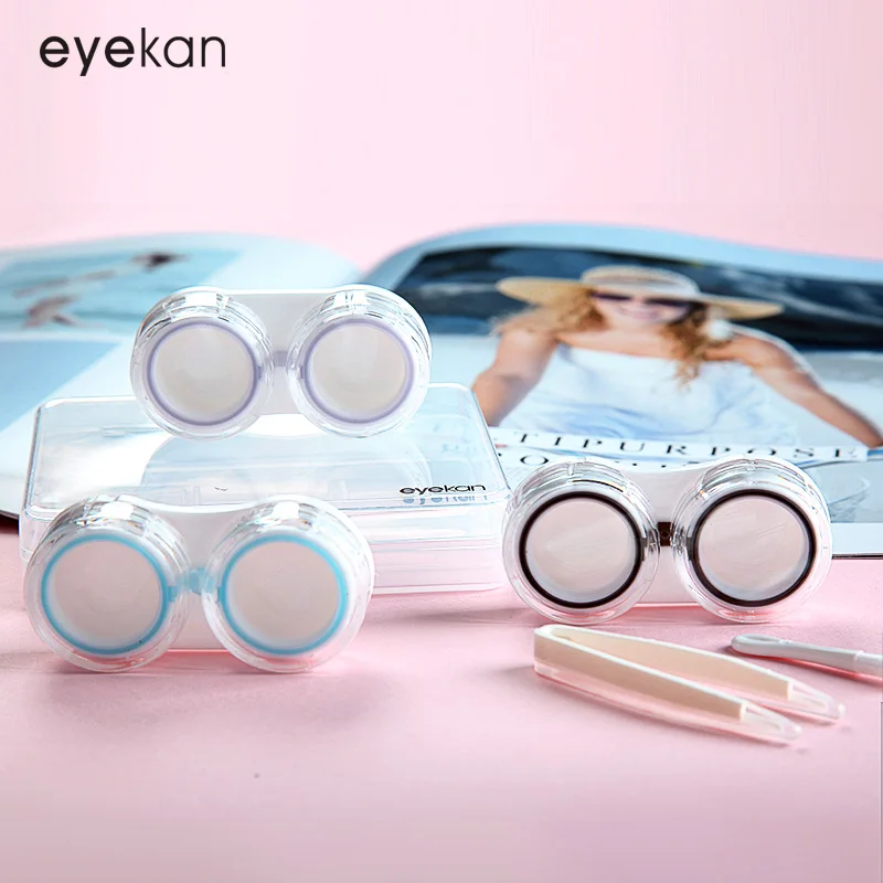 Милый цветной чехол для контактных линз eyekan, уплотнительное кольцо, прозрачный чехол для линз, оптовая продажа