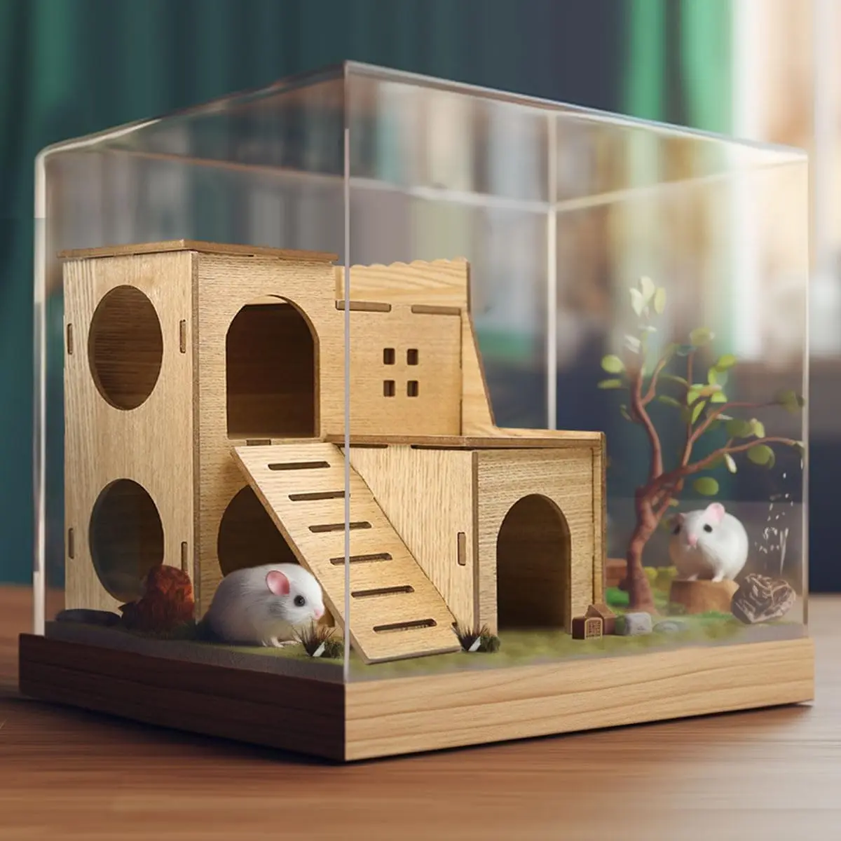 custom price hamster cage pet houses furniture wood Large hideout hamster cage chinchillas with slide