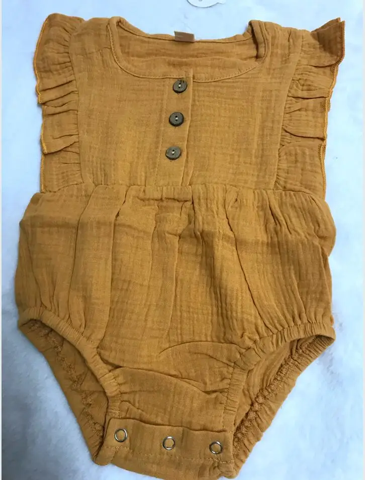 
Infant Linen cotton Newborn Baby Girl Romper Bodysuit Ruffle Bowknot One-Piece Jumpsuit Outfit Clothes Summer 