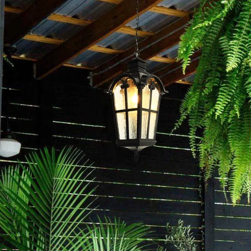Outdoor retro Rustic Metal loft Vintage industrial aluminium glass Antique waterproof LED Outdoor Chandelier  Pendant lamp