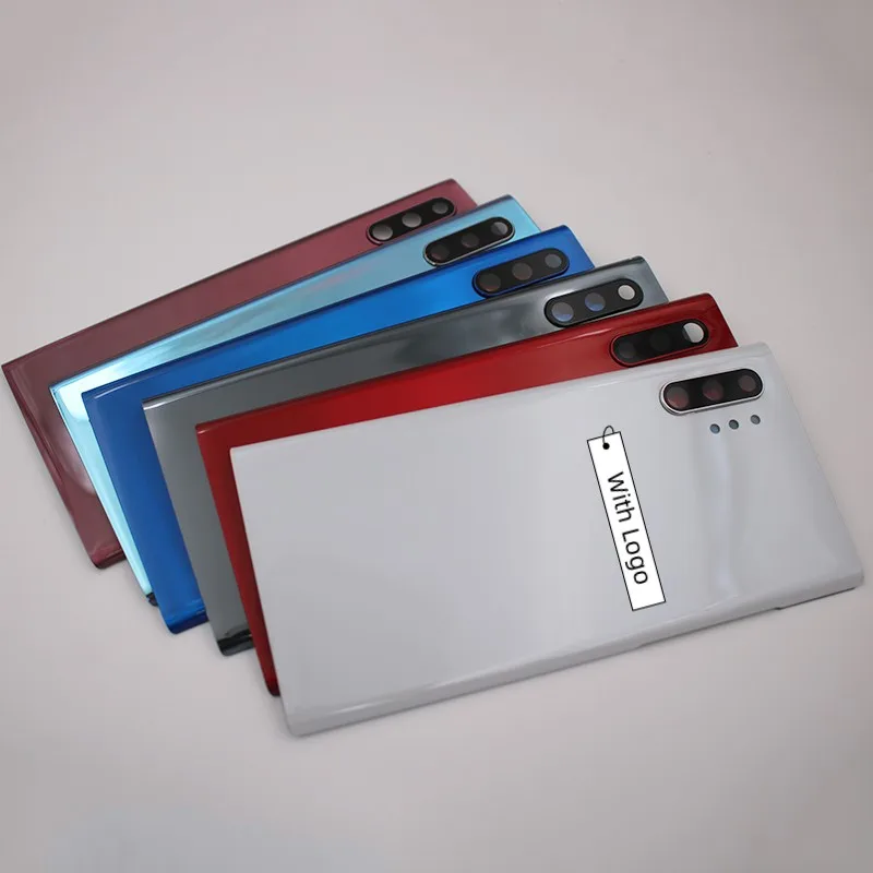 With logo For Samsung Galaxy Note 10 Plus N975 Glass Battery Back Cover Samsung note10 N970 back housing replacement+Camera Lens