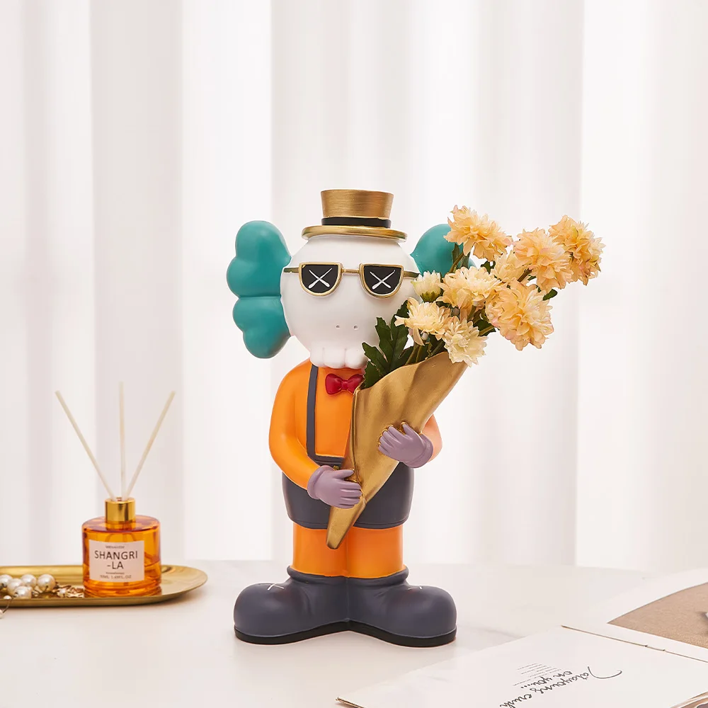 Nordic Decoration Home Furnishing Coase Bouquet Flower Decoration Resin Sculpture Vase