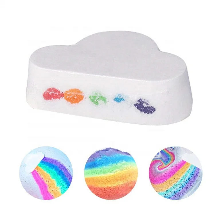 
New Product Custom Packaging Funny Rich Bubble Colorful Cloud Rainbow Fizzy Kids Bath Bomb 