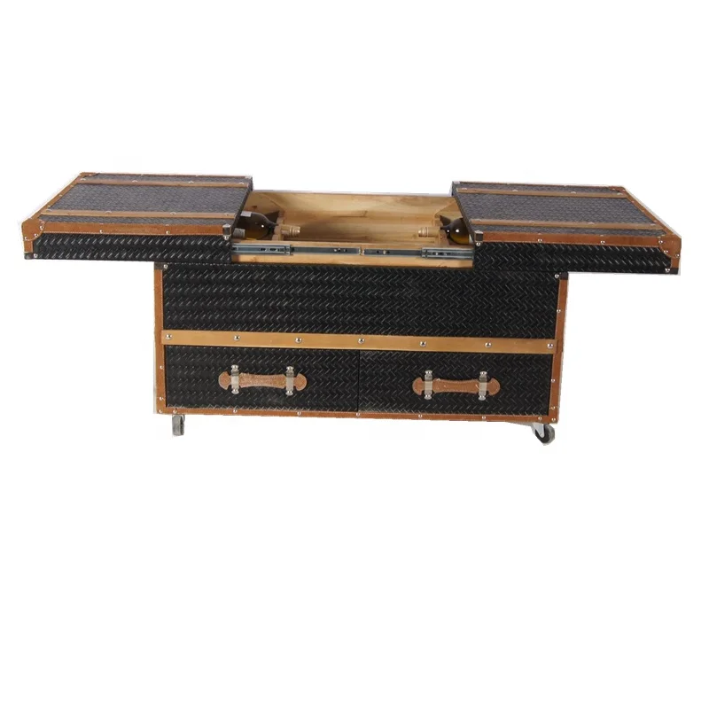 Hot Selling Home Storage Coffee Table With Wine Storage With Wheels Wooden Table Wine Cabinet