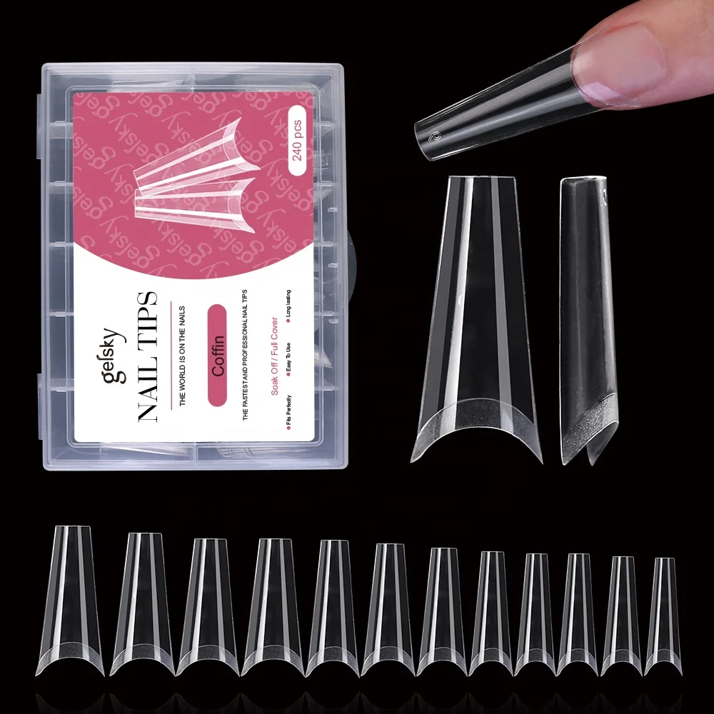 Gelsky Soft Clear Gel Nail Tip Xl Gel Nail Tips Extra Long Coffin Nail Tips