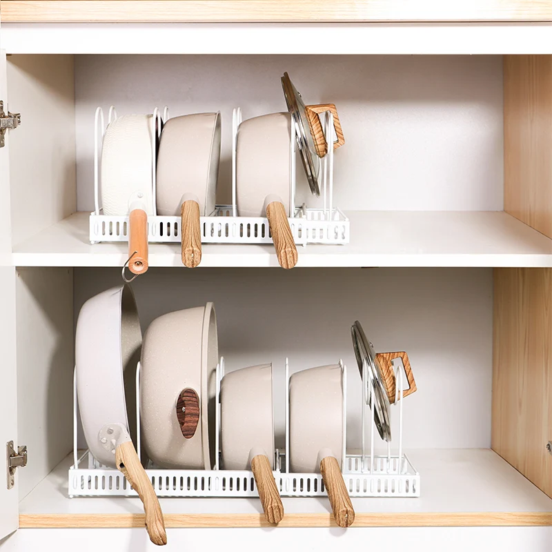 Kitchen Usage Glass Pot Cover Rack Cast Iron Pan Lid Rack Holder pan organizer pan rack