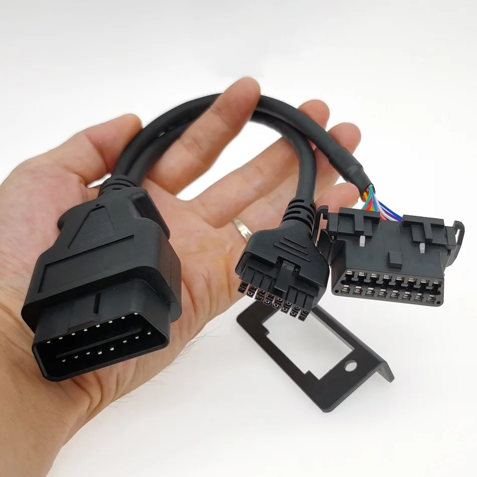 Custom Male Female OBD 2 to Molex Conector Y Kabel OBD2 16Pin Conncter Adapter Connector Cable With Mount Bracket Kit
