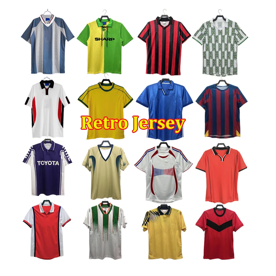 Thai quality breathable retro football jersey soccer uniform custom retro football jersey for european football teams