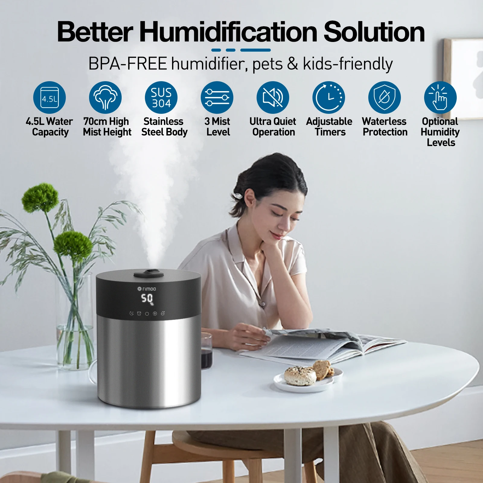 Ultrasonic Cool Mist Humidifiers for Bedroom Large Room
