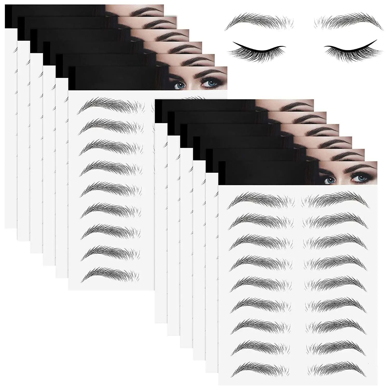 8 Colors & 6 Styles Temporary 4D Eyebrow Tattoo Stickers Waterproof Eyebrow Stickers Instant Transfer Eyebrows For Women And Men