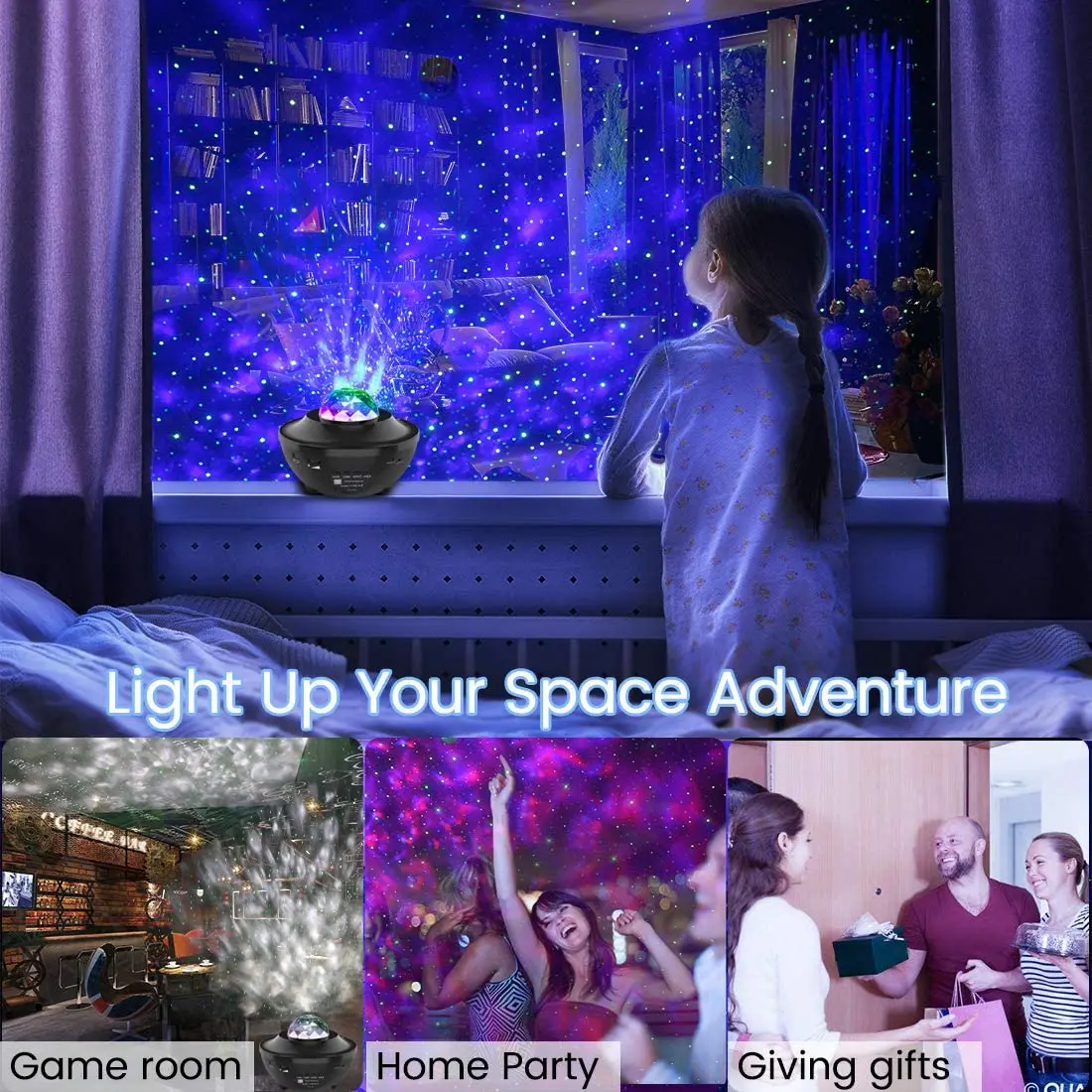 
Star Projector Night Light Projector with Led Galaxy Ocean Wave Projector Music Speaker for Night Light Ambiance 