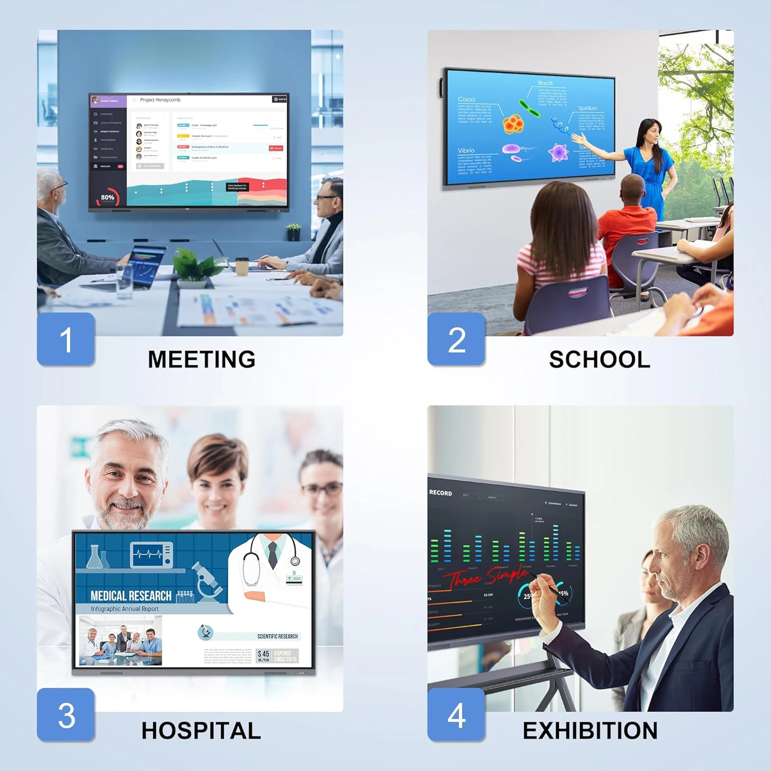Samidisplay OEM 65 75 85 Inch School Teaching All In One Digital Smart Board Portable Interactive Flat Panel Whiteboard