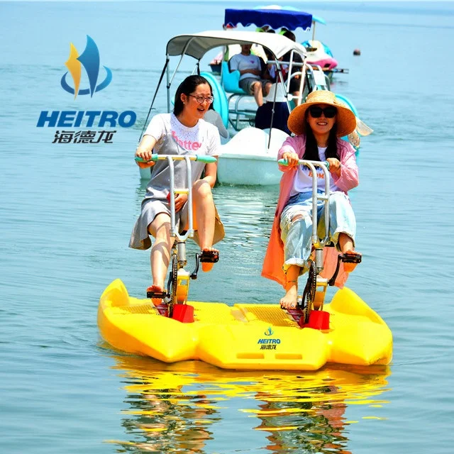 aquatic sport water bicycle 2persons ride water bike pedal boat floating hull pontoon boat