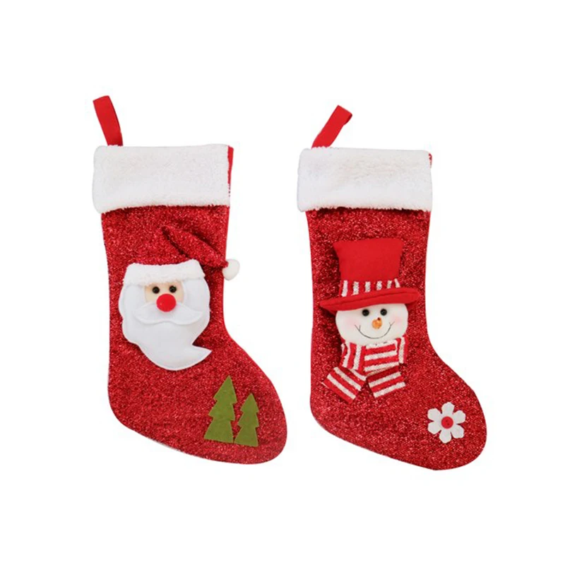 wholesale santa gift mister snowman factory christmas supplies sock quilted christmas stockings red christmas stocking