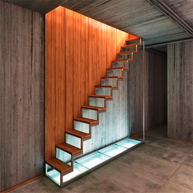 Home Floor Walnut Staircases Wooden Portable Stair Steps Lift Floating Wood Stair Treads