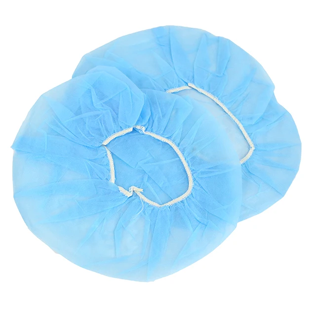 cheap single use round nurse hat blue white 20g pp medical hair cover disposable non woven mob cap