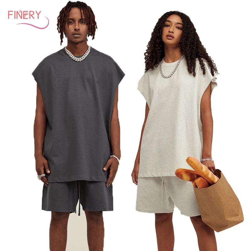 Custom Womens 2 Piece Summer Set Shorts sleeveless top and shorts unisex comforter gym fitness sweatsuit sets