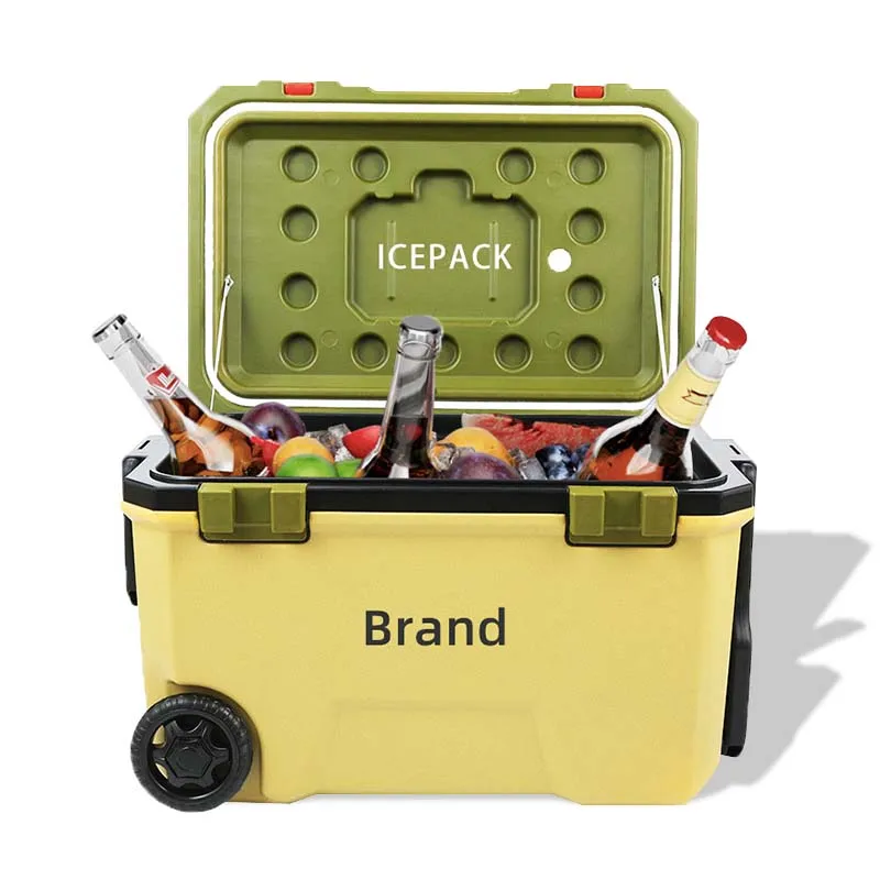 New Arrival High Quality Ice Food Fruit Fish Boxes PU Foam Thermal Insulated Waterproof 36L Ice Chest Cooler  Box with wheels