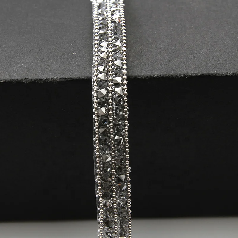 
Kavatar Wholesales Hotfix trimming rhinestone hotfix banding triple Copper bead chain rhinestone transfer tape iron trimming 