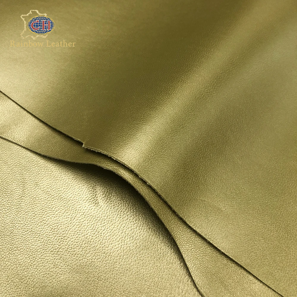 Gold sheepskin 100% genuine sheep leather Rainbow Sheep skin leather for garment