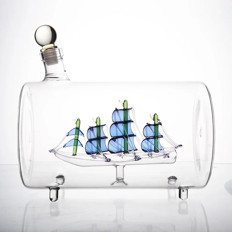 With a boat unique style good price Liquor Decanter Glass Decanter Wine Glasses