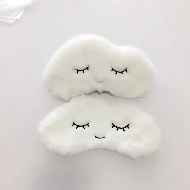 Cute Eyelashes Sleep Shade Eye Patch Aid Eye Shade Cover Super Soft Plush Cartoon Cloud Sleep Eye Mask