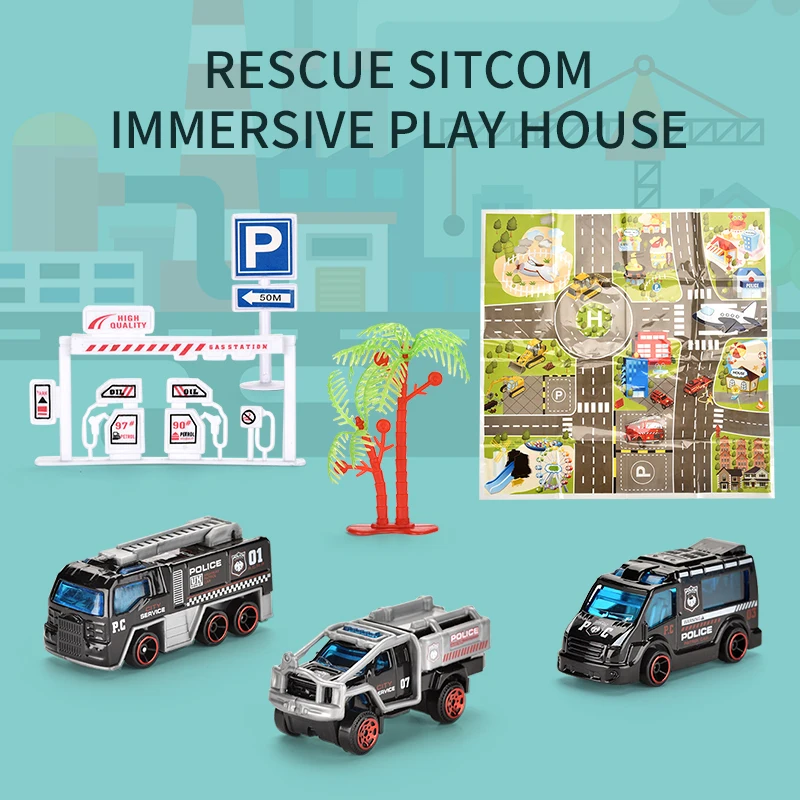 1:64 Police Car Set Toys Diecast Mini Alloy Car