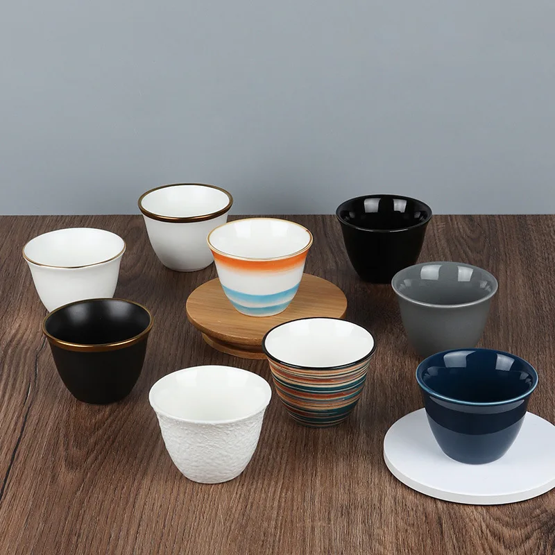 Wholesale cheap Arabic ceramic tea cups set for business gifts custom printed modern porcelain tea cups arabic style 70ml