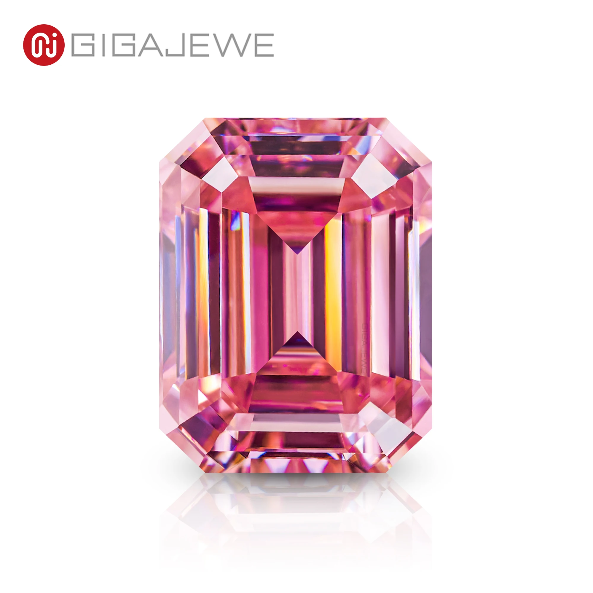 GIGAJEWE Sakura pink Color Moissanite Stone Emerald cut Synthetic Loose Gemstone for Jewelry making