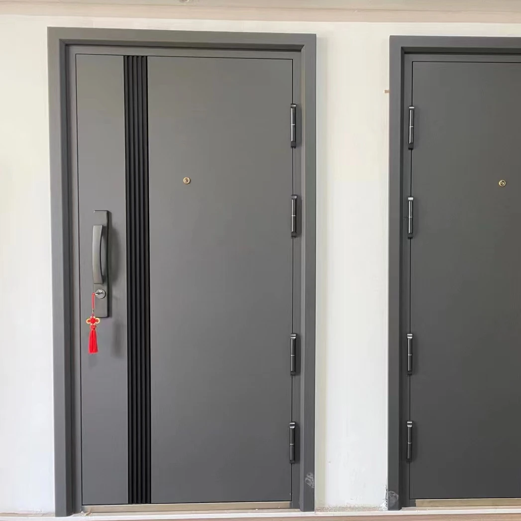 TOMA exterior double front entry door wrought iron with white entry visitor doorbell smart alarm door bell