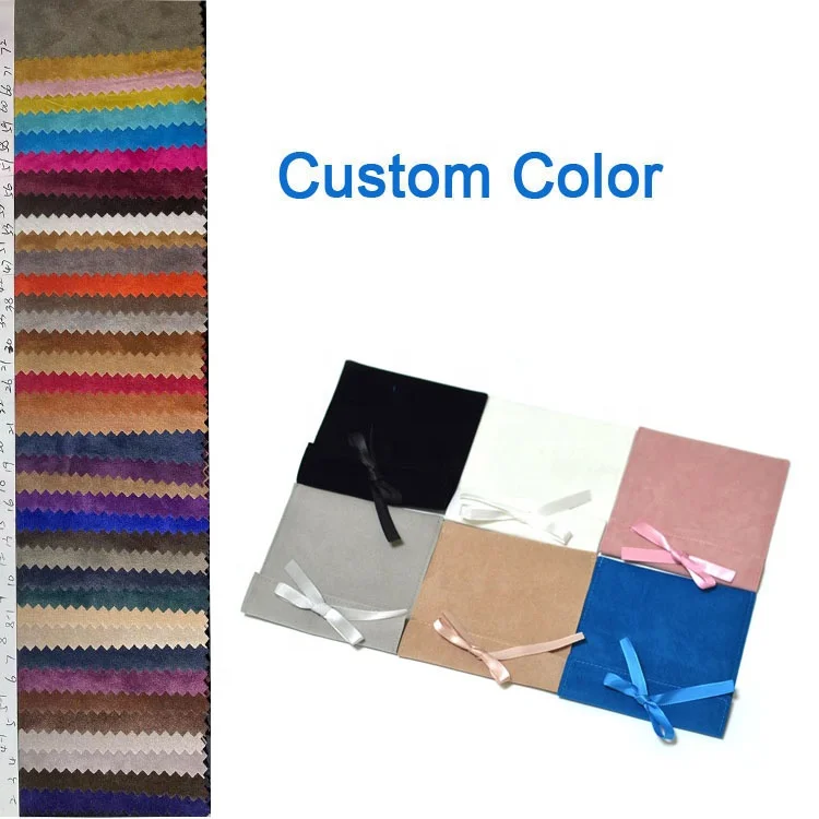 Custom size and logo felt jewelry bag pouches envelope style with ribbon