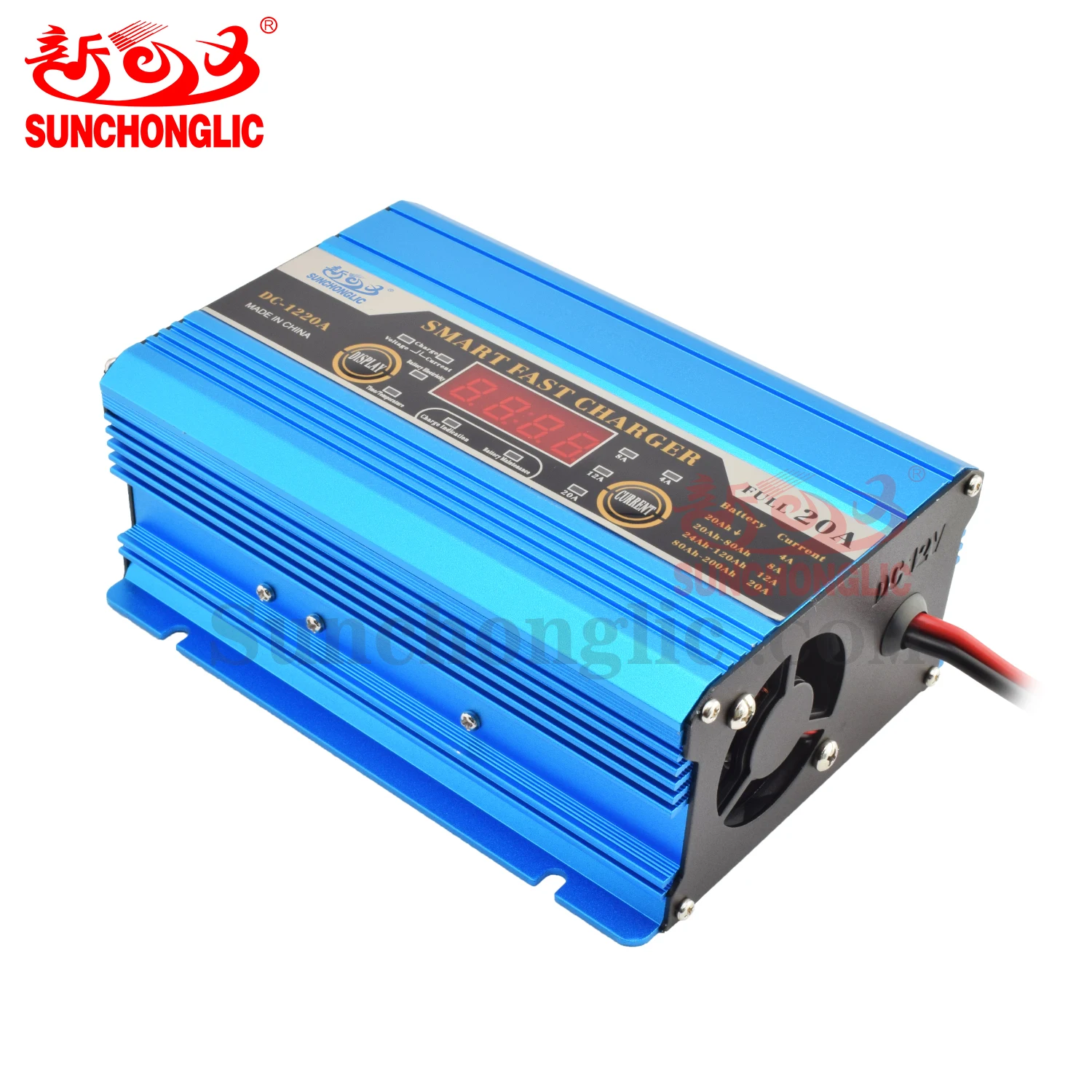 Sunchonglic intelligent 12v 20a 200ah 12 volt 20 amp car battery charger lead acid battery charger